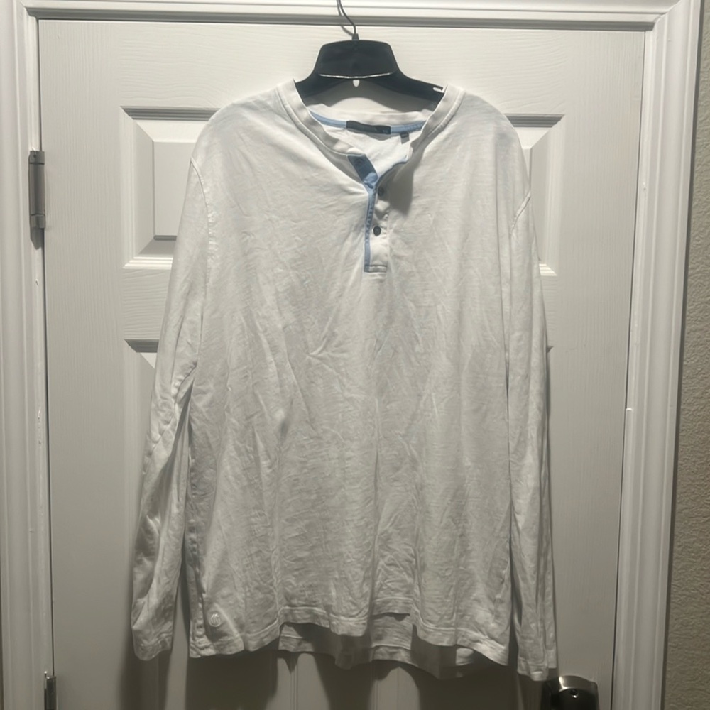 Greyson L/S White Henley - Size XXL